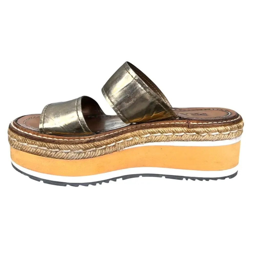 Prada Women’s Gold leather Platform Sandals Size 36 US 6 - Picture 2 of 10